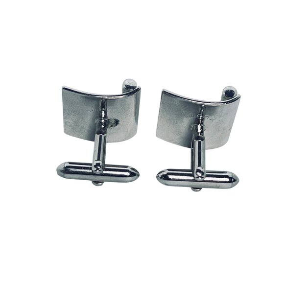 Vintage Swank Etched Silver Tone Cufflinks & Tie Bar Set (5895) - Picture 7 of 8